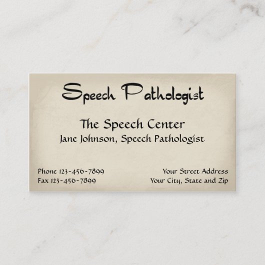 Pathologiste orthophoniste Carte de visite (Devant)