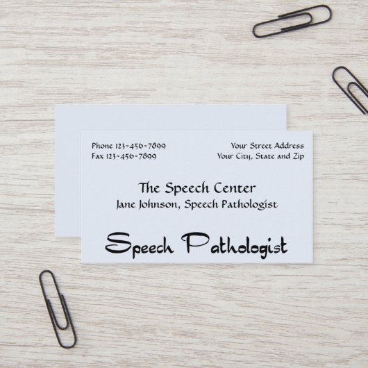 Pathologiste orthophoniste Carte de visite (Devant/Arrière en situation)