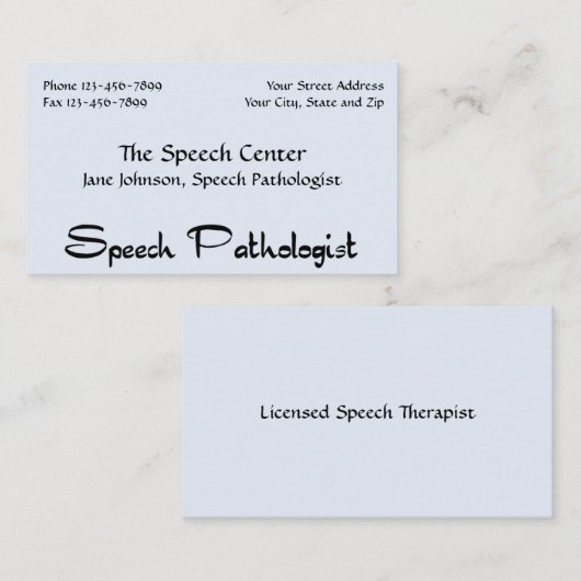 Pathologiste orthophoniste Carte de visite (Devant / Derrière)
