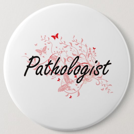 Patholoog artistiek baanontwerp met botervliegen ronde button 6,0 cm (Voorkant)