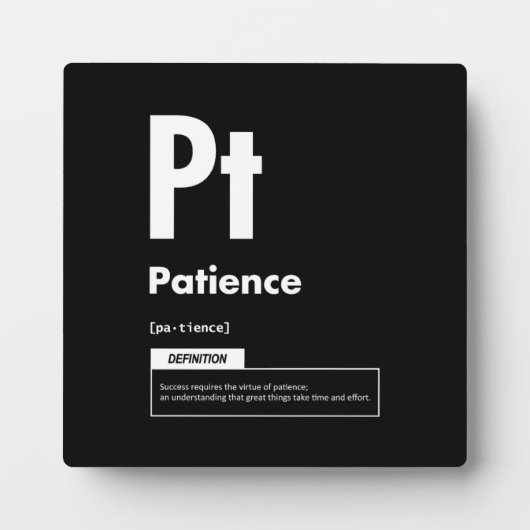 Patience - Element of Success - Motivatie Fotoplaat (Voorkant)
