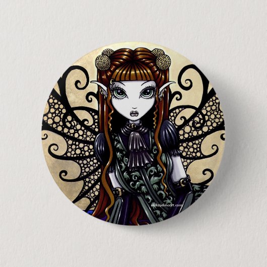 "Patience" Gothic Victoriaans Fairy Art Button (Voorkant)