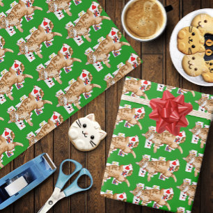 Patience Grappige Oranje Lapjeskat Speelkaarten Cadeaupapier