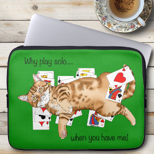 Patience Grappige Oranje Lapjeskat Speelkaarten Laptop Sleeve