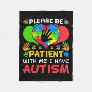 Patient me hart kleurrijke puzzel ik heb autisme w fleece deken