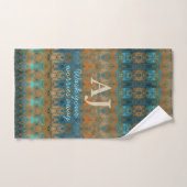 Patina - bleu turquoise rouille texte personnalisé (Serviette à main)