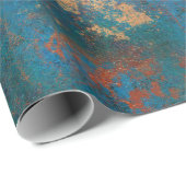 Patina Copper Distressed Turquoise Cadeaupapier (Rol Hoek)