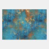 Patina Copper Turquoise Floral Distressed  Inpakpapier Vel (Voorkant 2)