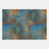 Patina Copper Turquoise Floral Distressed  Inpakpapier Vel (Voorkant 3)