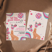 Patinage à rouleaux Invitation Anniversaire Retro 