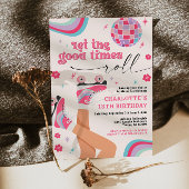 Patinage à rouleaux Invitation Anniversaire Retro 