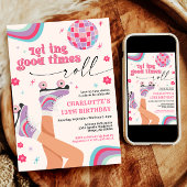 Patinage à rouleaux Invitation Anniversaire Retro 