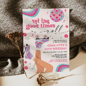 Patinage à rouleaux Invitation Anniversaire Retro 