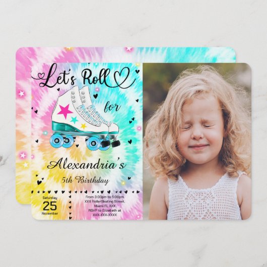 Patinage à rouleaux - Invitation photo (Devant / Derrière)