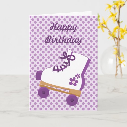 Patinage à roulettes avec points violets Carte d'a (Fleur jaune)
