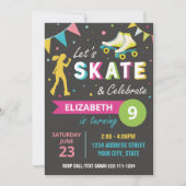 Patinage à roulettes Invitation de fête d'annivers (Devant)