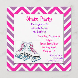 Patinage à roulettes rose et violet Invitation d'a