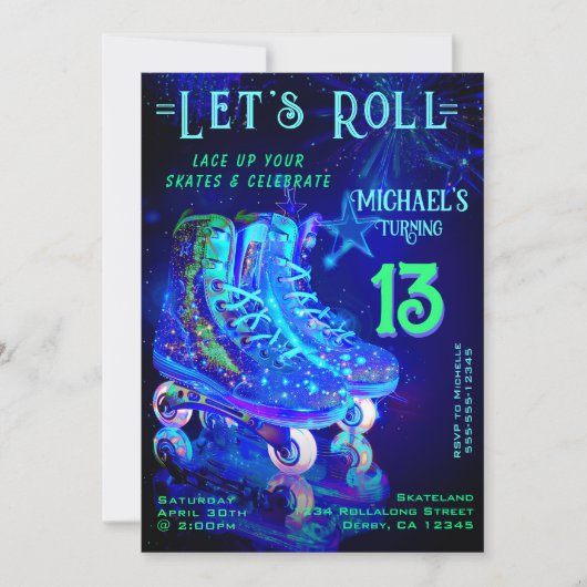 Patinage Anniversaire Fête Invitation (Devant)