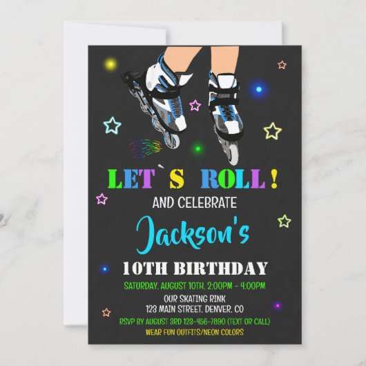 Patinage d'anniversaire invitation invitation de l (Devant)
