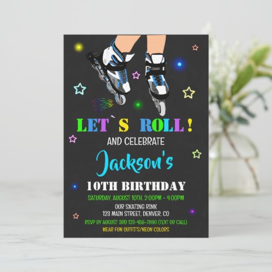 Patinage d'anniversaire invitation invitation de l (Debout devant)