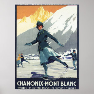 Patinage de glace - affiche olympique de promo de