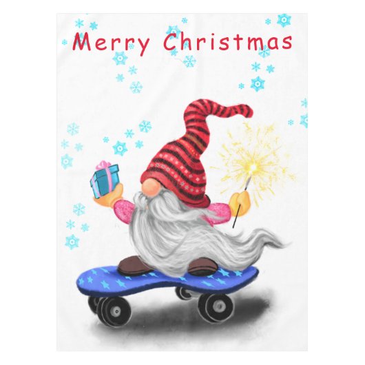 Patinage de Noël Gnome avec nappe cadeau (Devant)