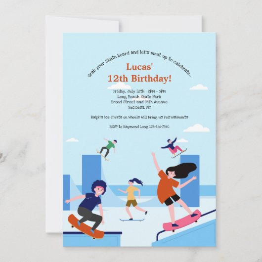 Patinage Park Anniversaire Fête Invitation (Devant)