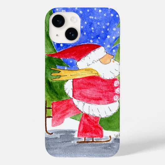 Patinage Père Noël iPhone 14 Orge Là Coque (Verso)