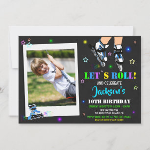 Patinage photo invitation anniversaire Roller part