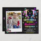 Patinage photo invitation anniversaire Roller part (Devant / Derrière)