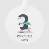Patinage Pingouin Enfant bébé Ornement de Noël (devant)