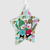 Patinage Pingouins Fêtes Personnalisées Ornement a (devant)