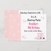 Patinage rose Invitation Anniversaire (Devant / Derrière)