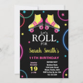 Patinage rose jaune noir Invitations d'anniversair (Devant)