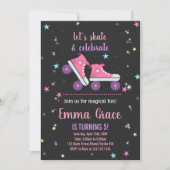 Patinage rose violet Invitations Anniversaires (Devant)