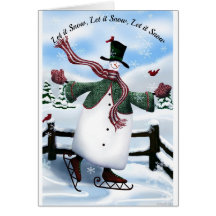 Patinage Snowman - Carte de voeux de Noël
