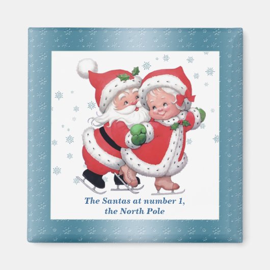 Patinage Snowman et Snowwoman Magnet (Devant)