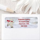 Patinage Snowman Étiquettes de adresse de Noël (En situation)