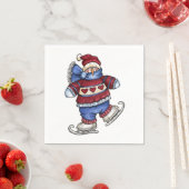 Patinage Snowman - serviettes en papier (En situation)