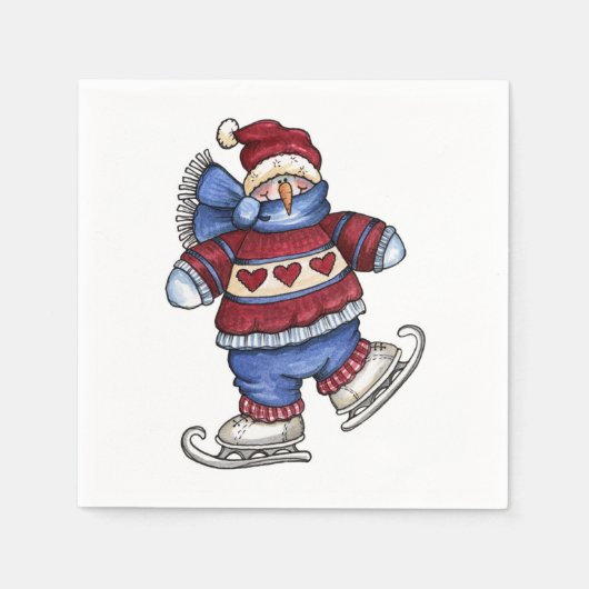 Patinage Snowman - serviettes en papier (Devant)