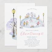 Patinage sur glace Anniversaire Fête Invitation (Devant / Derrière)
