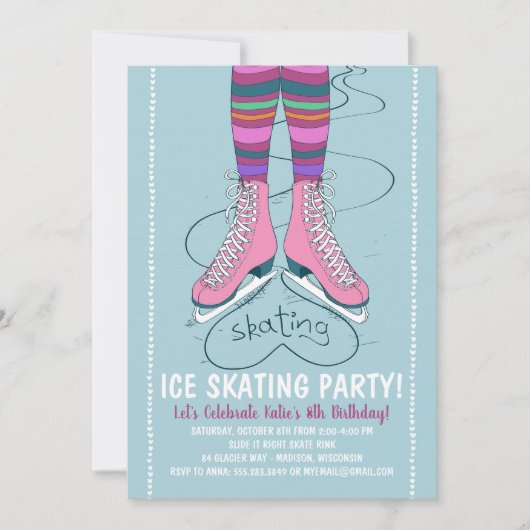 Patinage sur glace Anniversaire Fête Invitation (Devant)