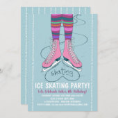 Patinage sur glace Anniversaire Fête Invitation (Devant / Derrière)