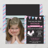 Patinage sur glace Anniversaire Invitation 1er ann (Devant / Derrière)