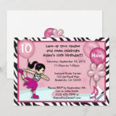 Patinage sur glace Anniversaire Invitation zèbre i (Devant / Derrière)
