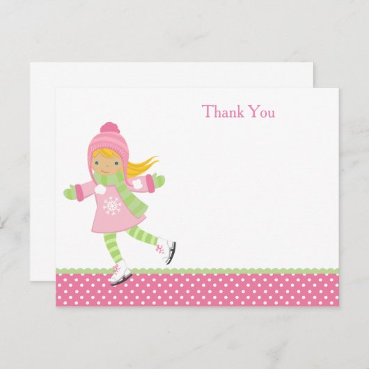 Patinage sur glace Anniversaire Merci Notes (Devant / Derrière)