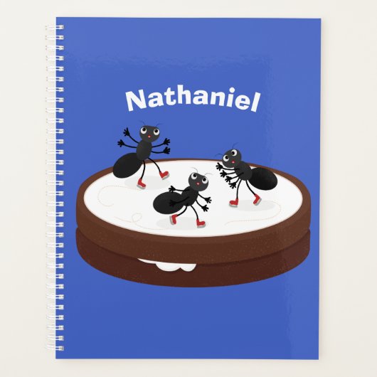 Patinage sur glace de fourmis joyeuses sur dessin  (Devant)