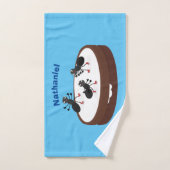 Patinage sur glace de fourmis joyeuses sur dessin  (Serviette à main)