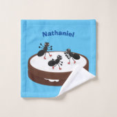 Patinage sur glace de fourmis joyeuses sur dessin  (Gant de toilette)