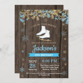 Patinage sur glace Invitation à la fête d'annivers (Devant / Derrière)